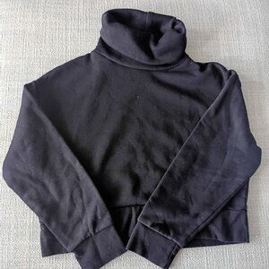 ZARA Black Cropped Turtleneck Sweatshirt | Size S | Neutral Casual Style